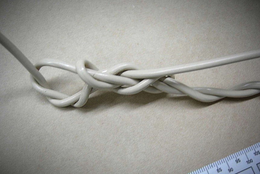 A close up picture of a twisted communications-A picture of the cable A picture of the cable Bradley Edwards used to tie up the Karrakatta victim A close up picture of a twisted communications-A picture of the cable A picture of the cable Bradley Edwards used to tie up the Karrakatta victim
